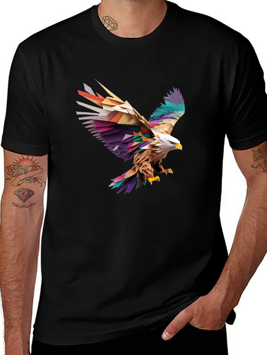Geometric Eagle Graphic Black T-Shirt