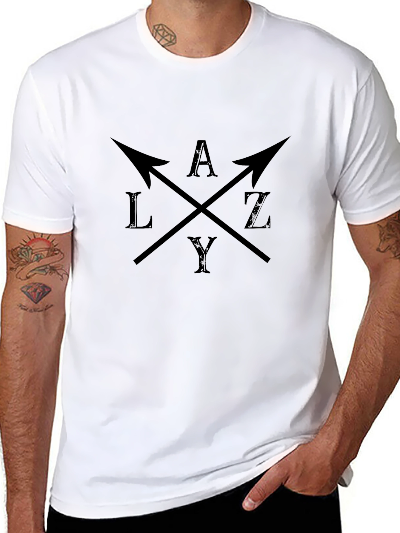 LAZY Arrows Graphic Tee - Casual Short Sleeve