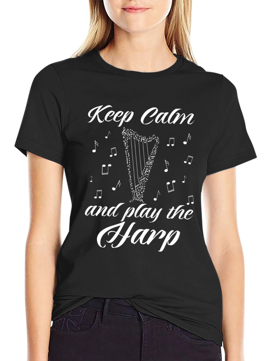 Keep Calm and Play the Harp T-Shirt - Black