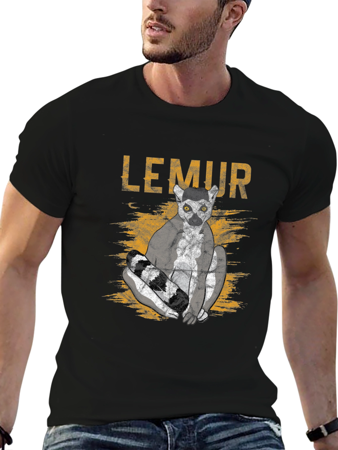 Lemur Graphic T-Shirt - Black Casual Wear