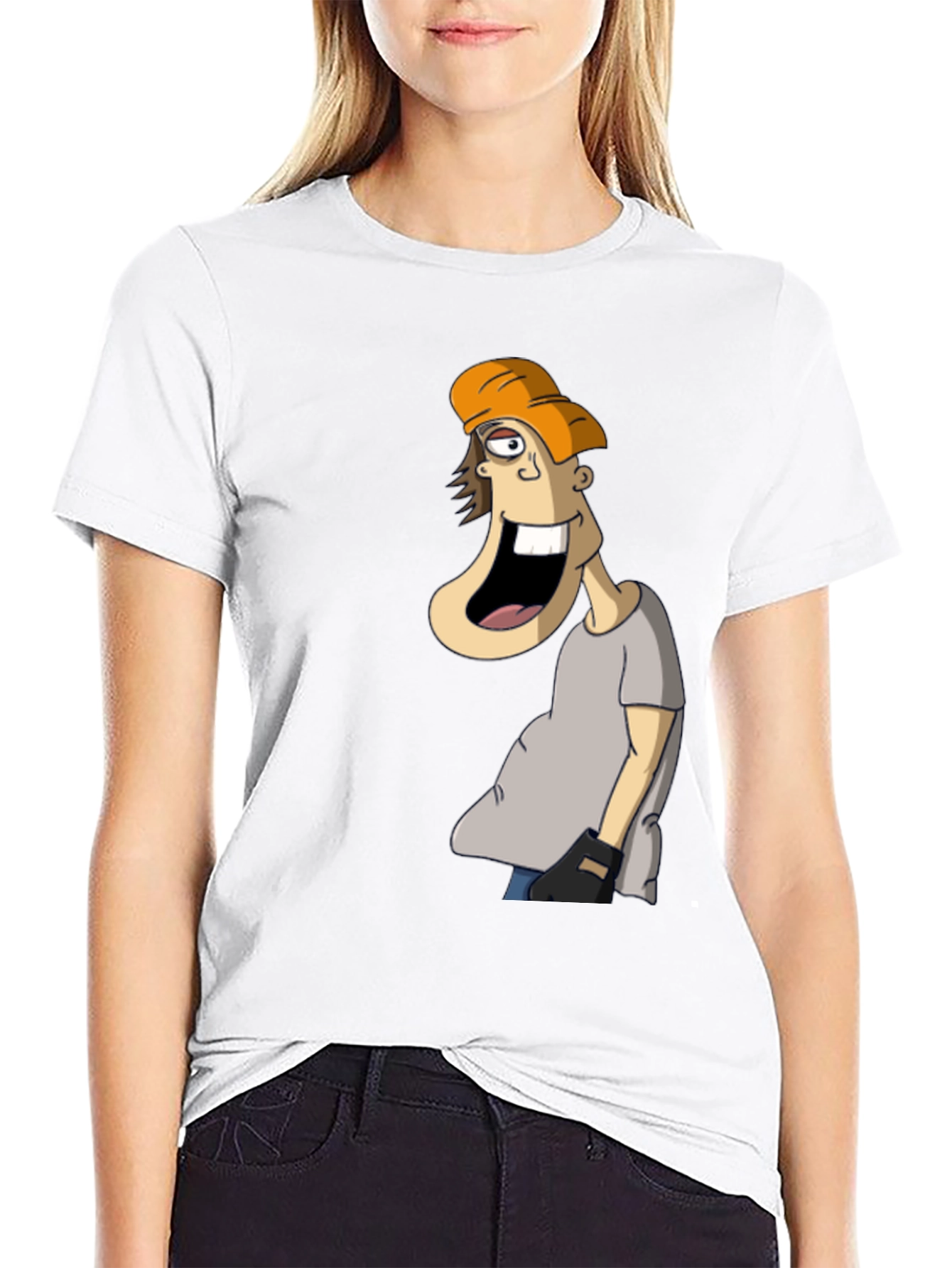 Cartoon Character Graphic Tee - Black