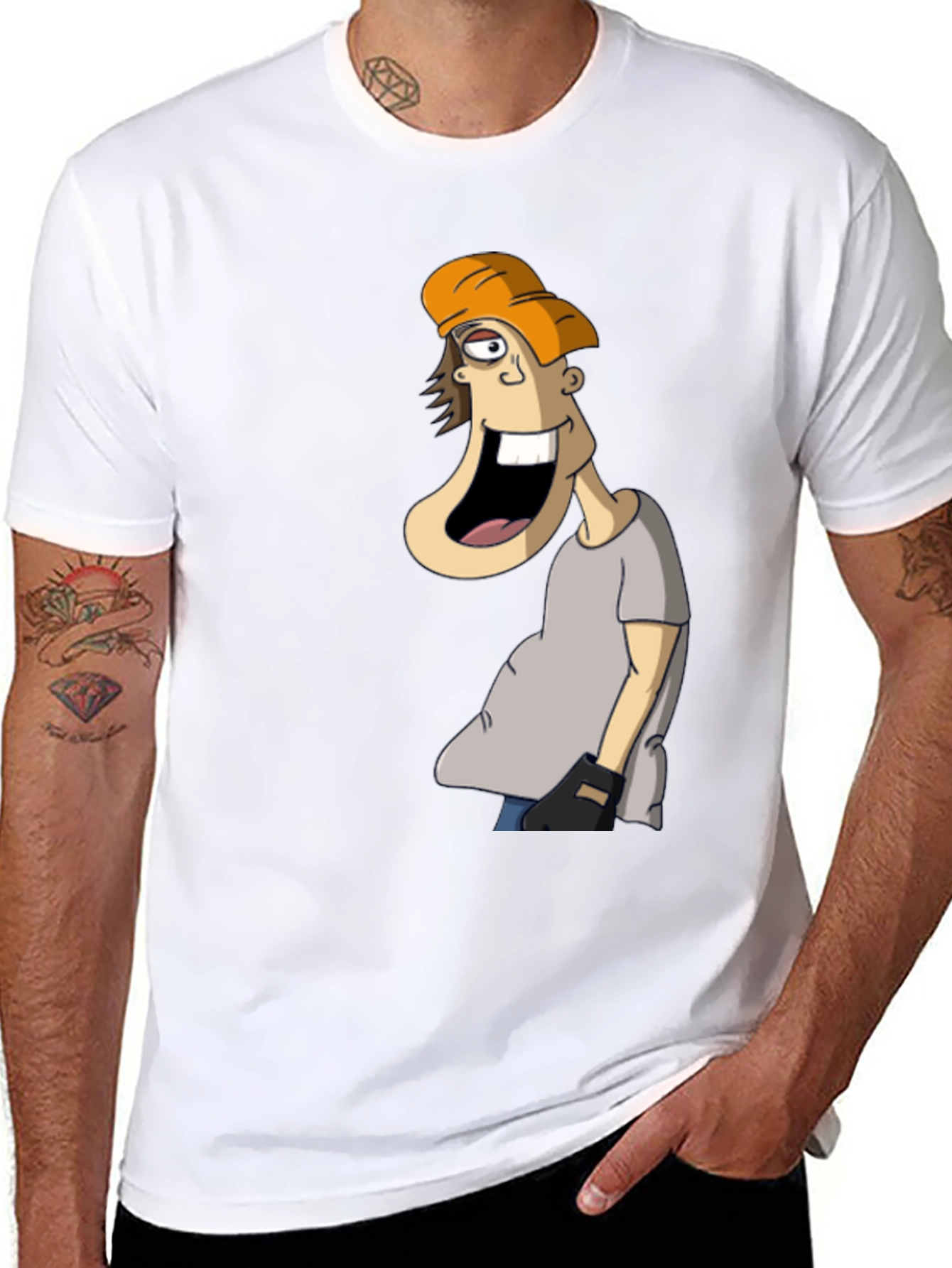 Cartoon Character Graphic Tee - Black