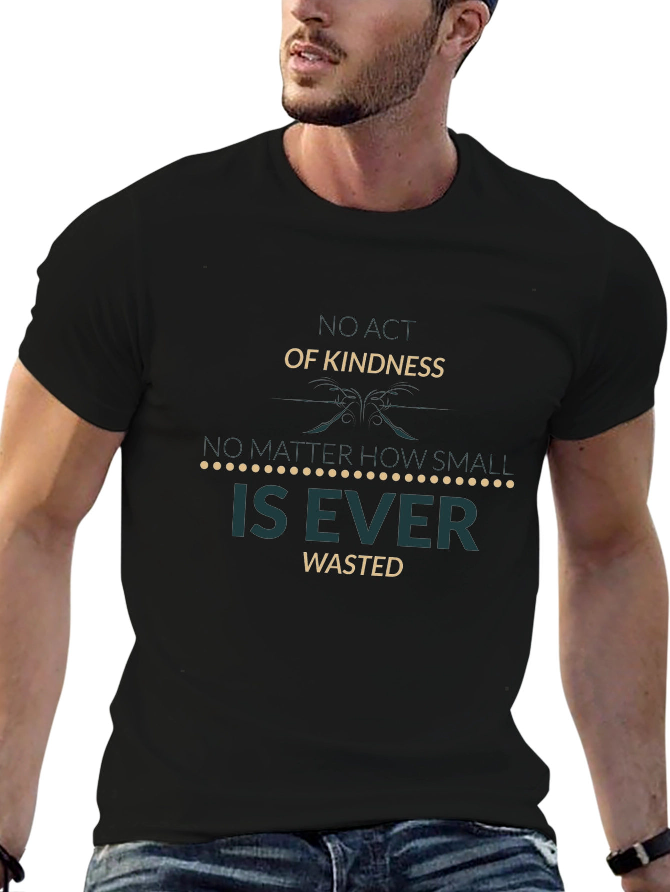 Kindness Message T-Shirt - Soft Black Cotton