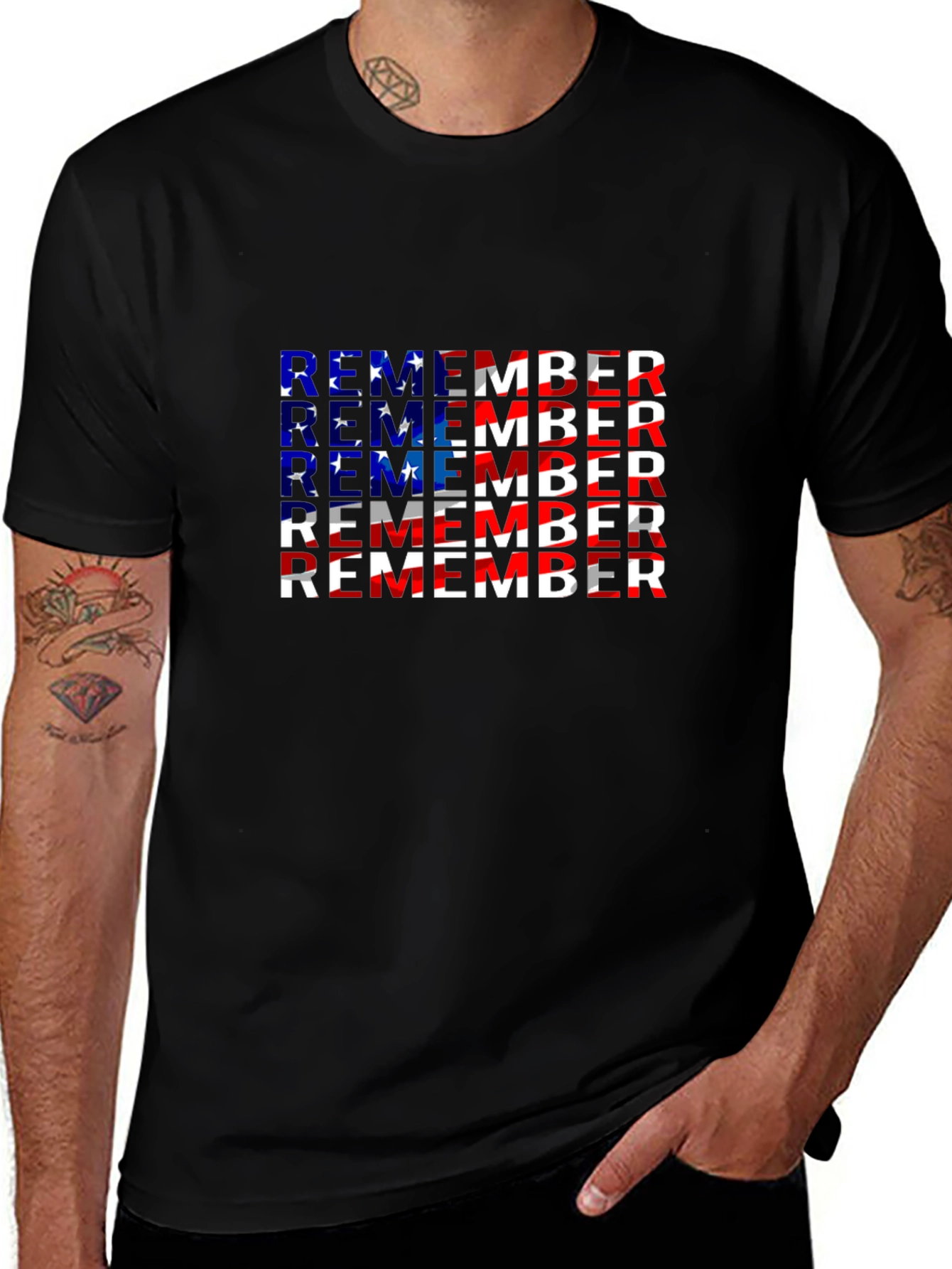 Remember Patriotic American Flag T-Shirt