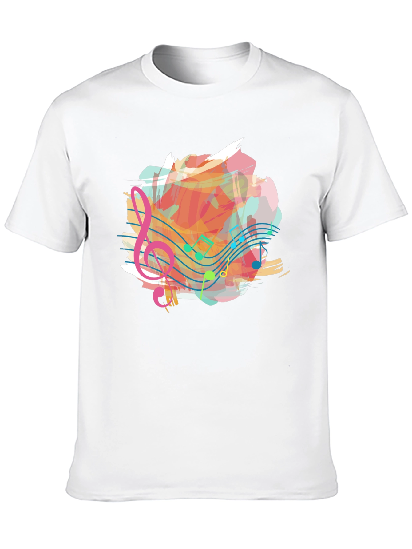 Musical Note Splash Graphic Tee - Black Cotton Shirt