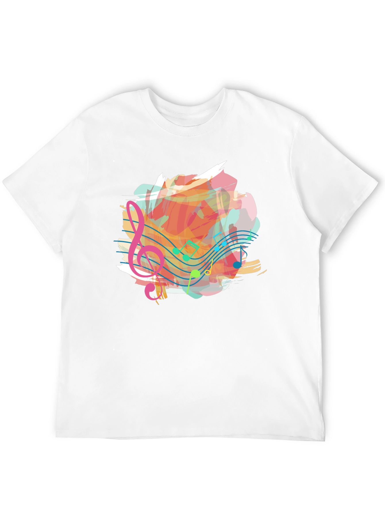 Musical Note Splash Graphic Tee - Black Cotton Shirt