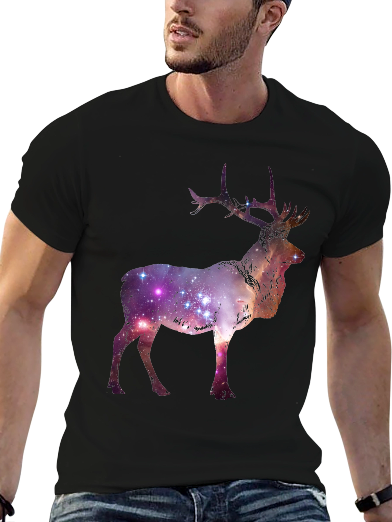 Galaxy Deer Graphic Tee - Cosmic Style