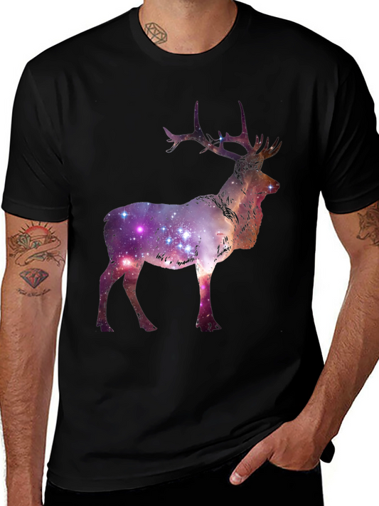Galaxy Deer Graphic Tee - Cosmic Style