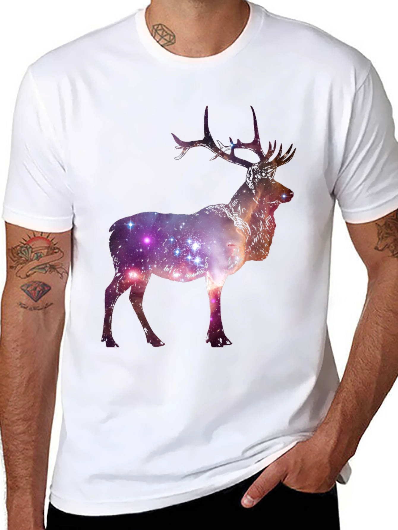 Galaxy Deer Graphic Tee - Cosmic Style