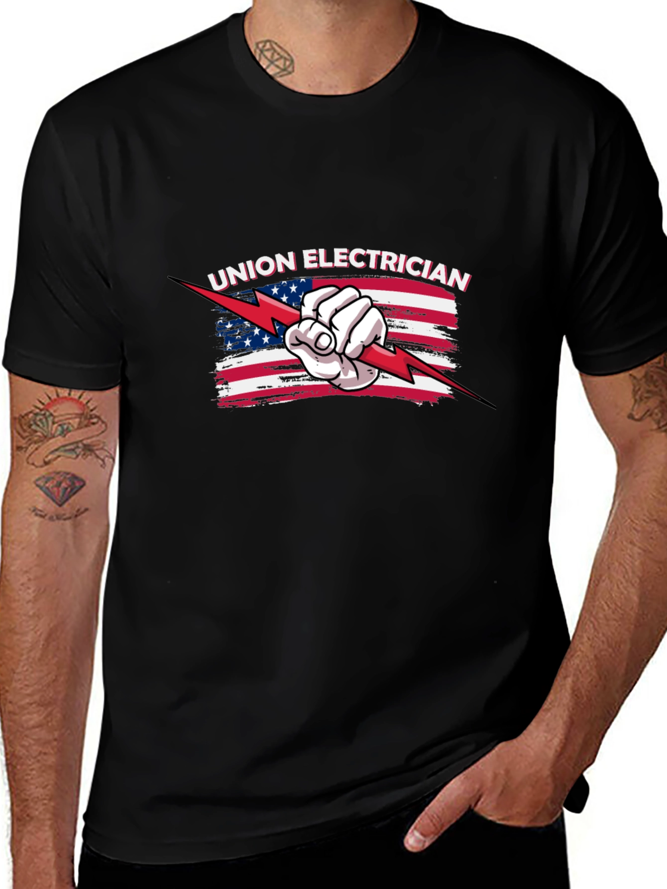 Union Electrician American Flag T-Shirt