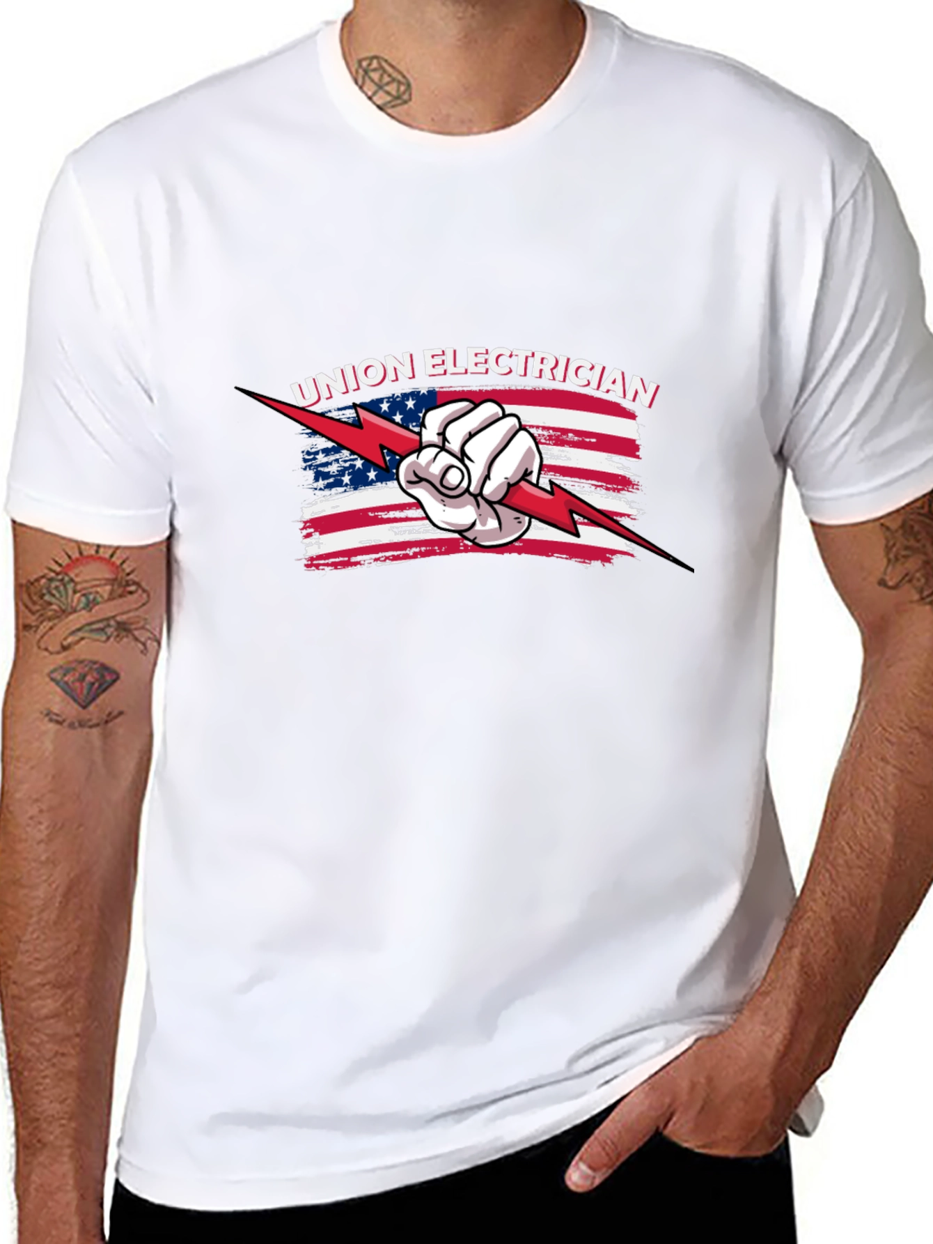 Union Electrician American Flag T-Shirt