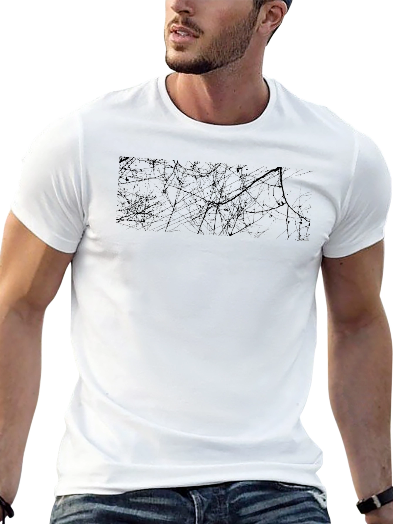 Abstract Line Art Black T-Shirt