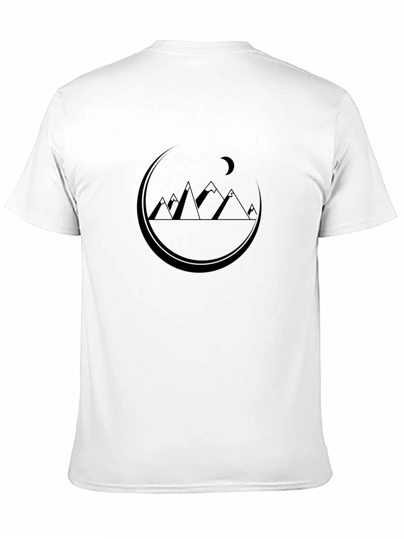 Mountains Under Moon Graphic Tee - Black Cotton T-Shirt