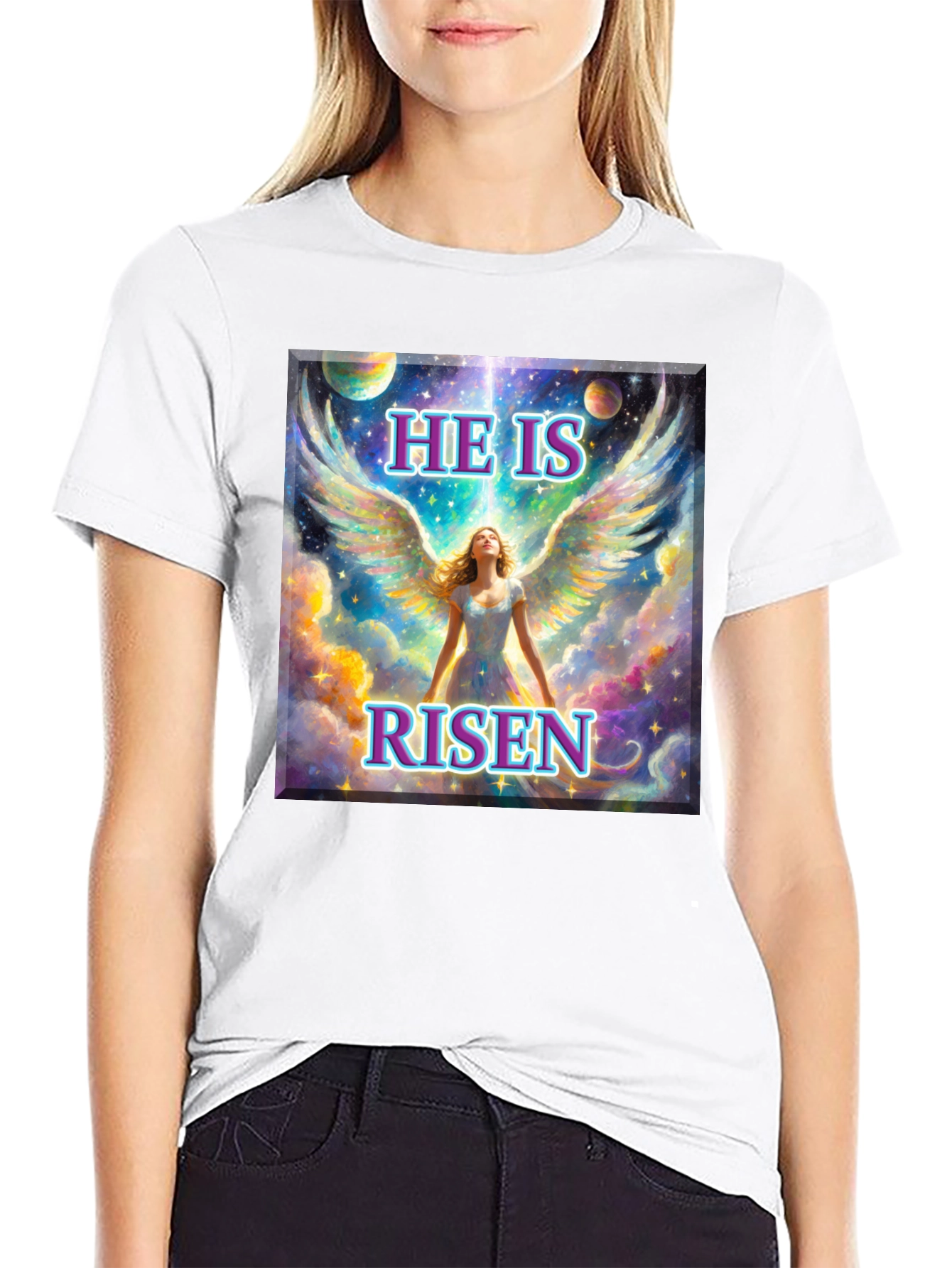 He is Risen Angel Wings T-Shirt
