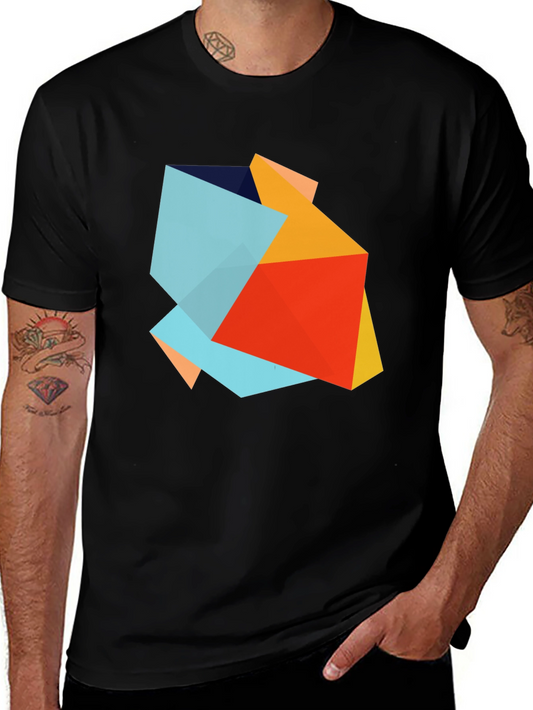 Abstract Geometric Graphic Print Black T-Shirt