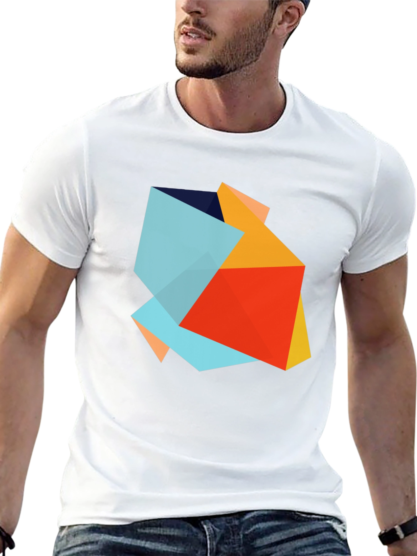 Abstract Geometric Graphic Print Black T-Shirt