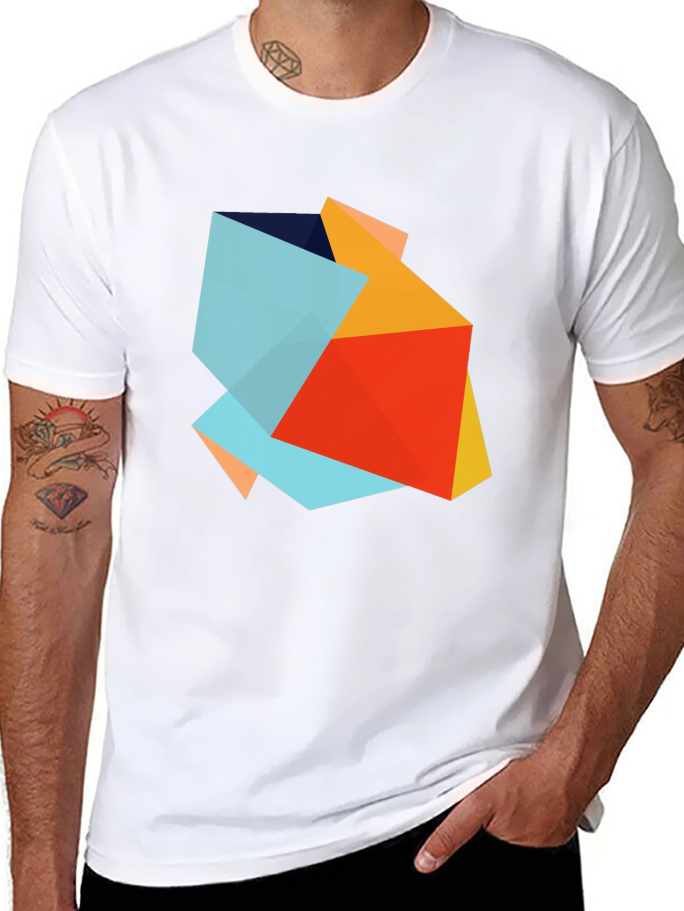 Abstract Geometric Graphic Print Black T-Shirt