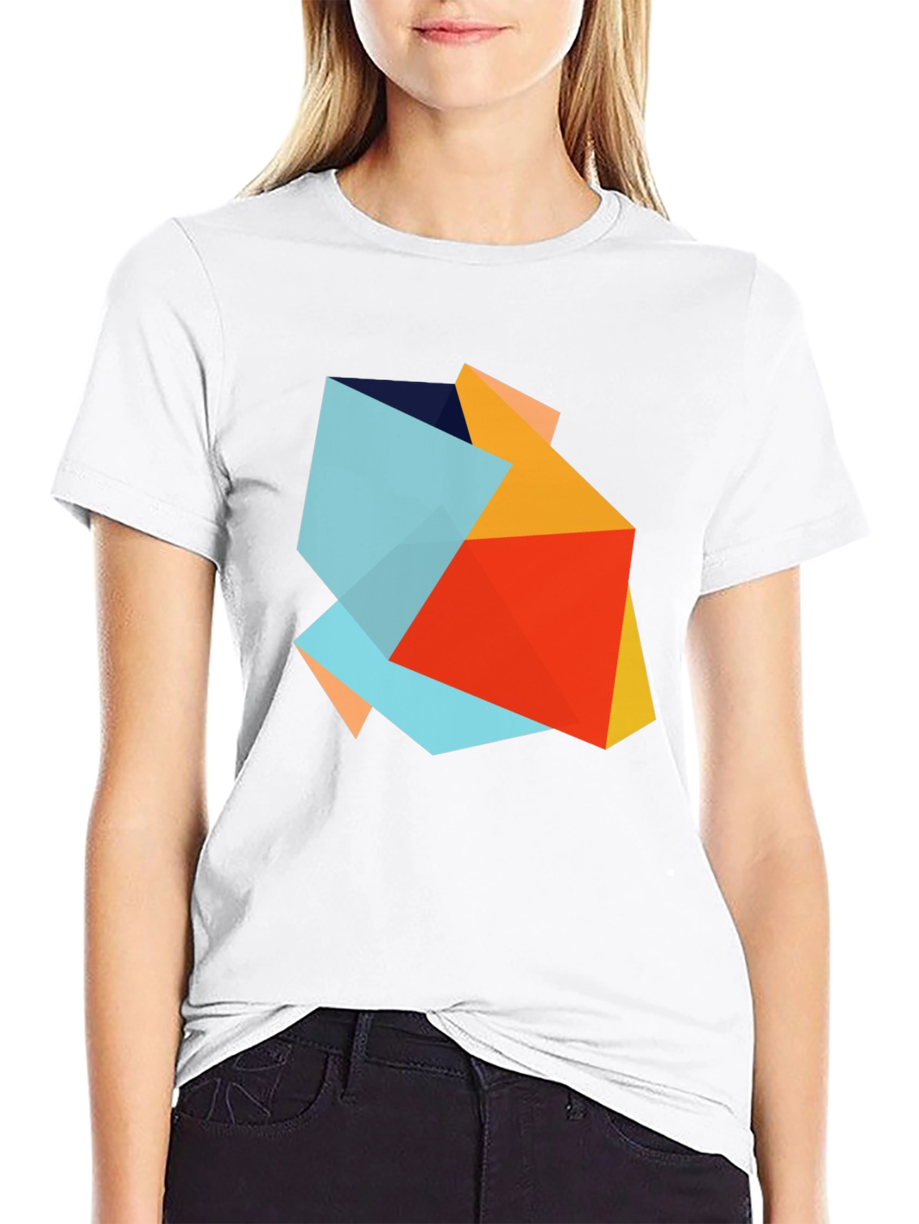 Abstract Geometric Graphic Print Black T-Shirt