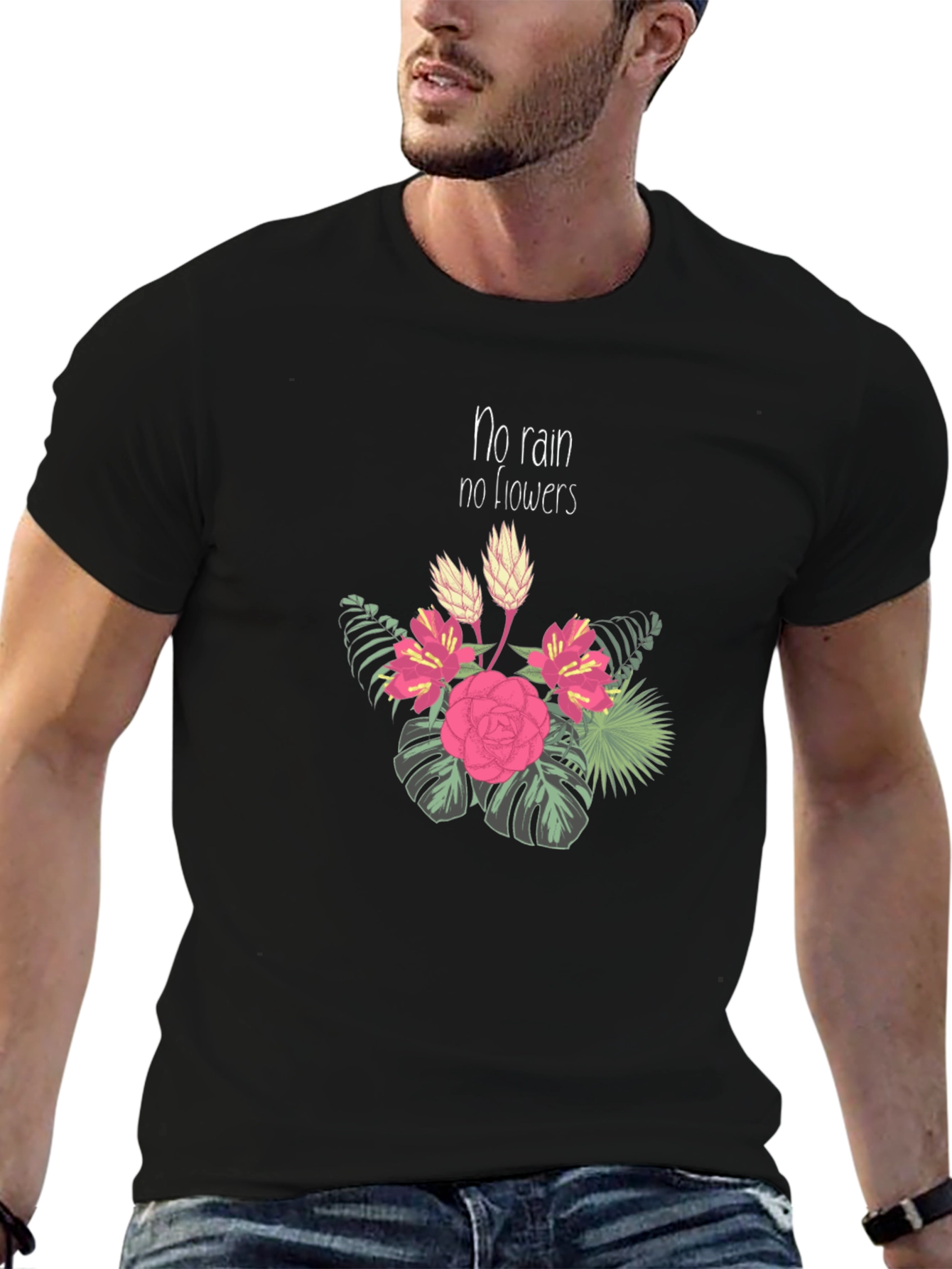 No Rain No Flowers Black Graphic T-Shirt