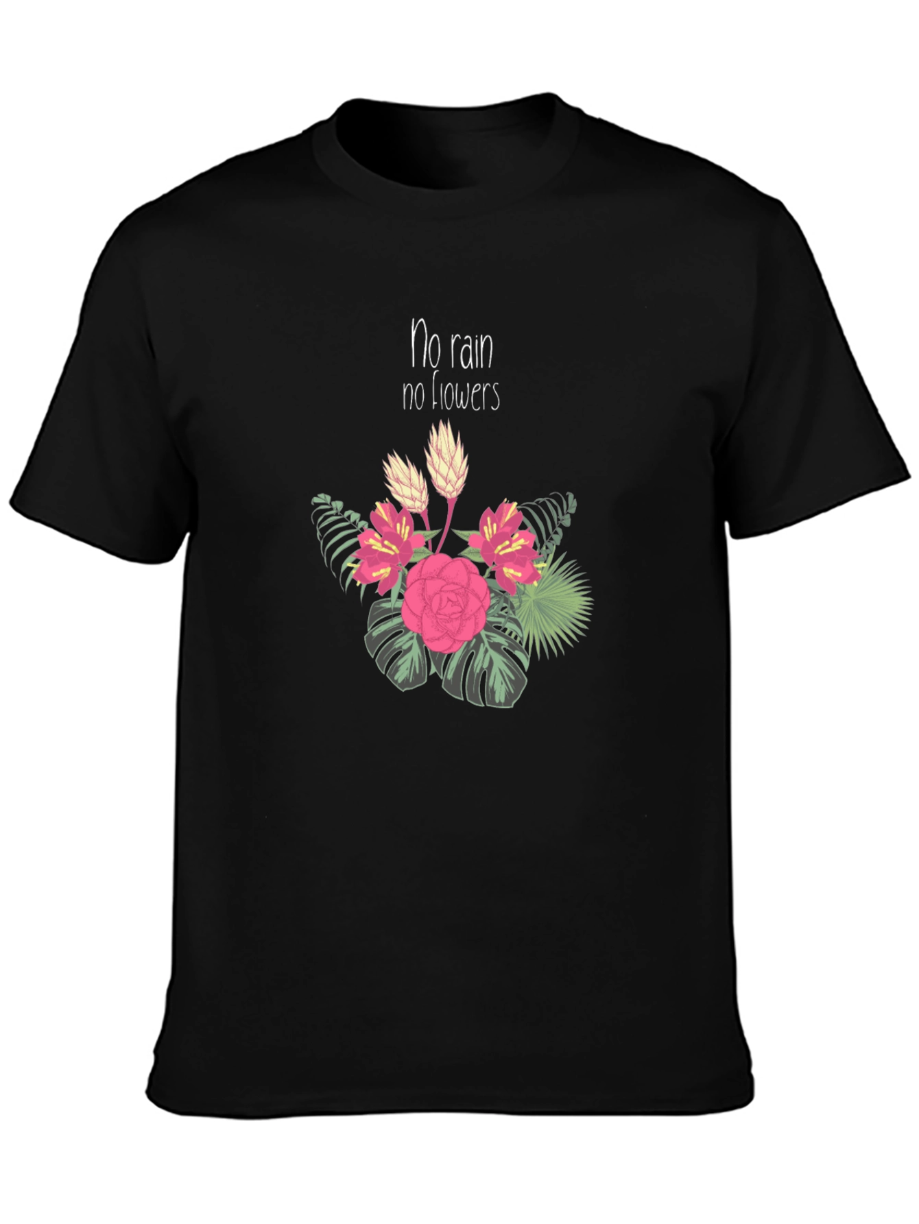 No Rain No Flowers Black Graphic T-Shirt