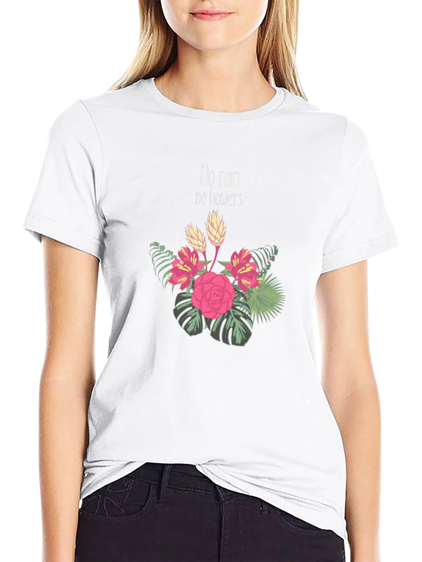 No Rain No Flowers Black Graphic T-Shirt