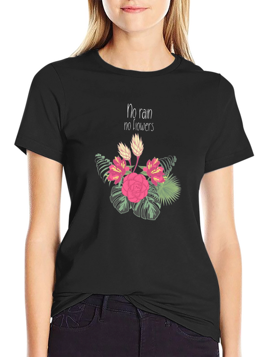 No Rain No Flowers Black Graphic T-Shirt