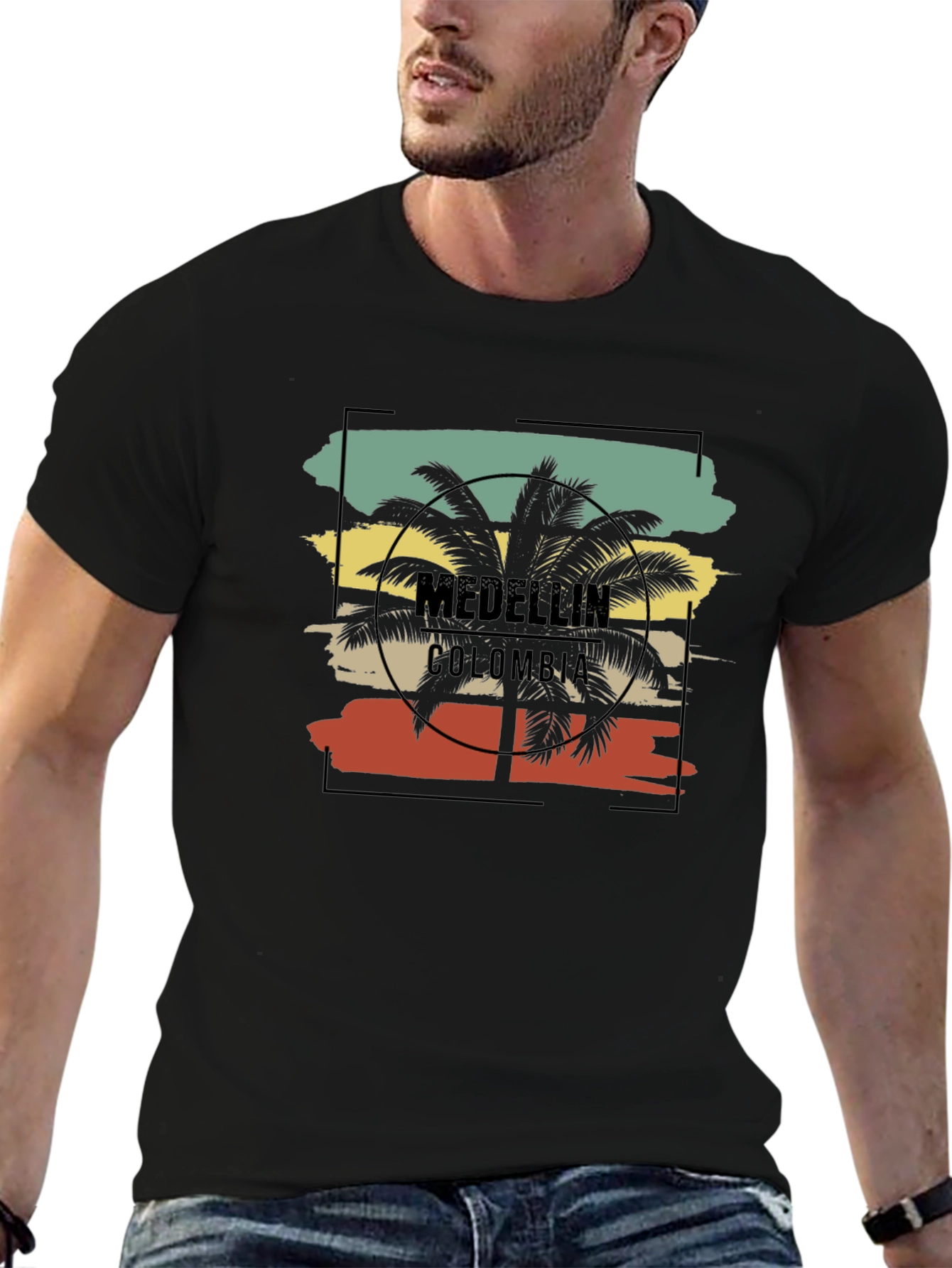 Medellin Colombia Palm Tree Graphic T-Shirt