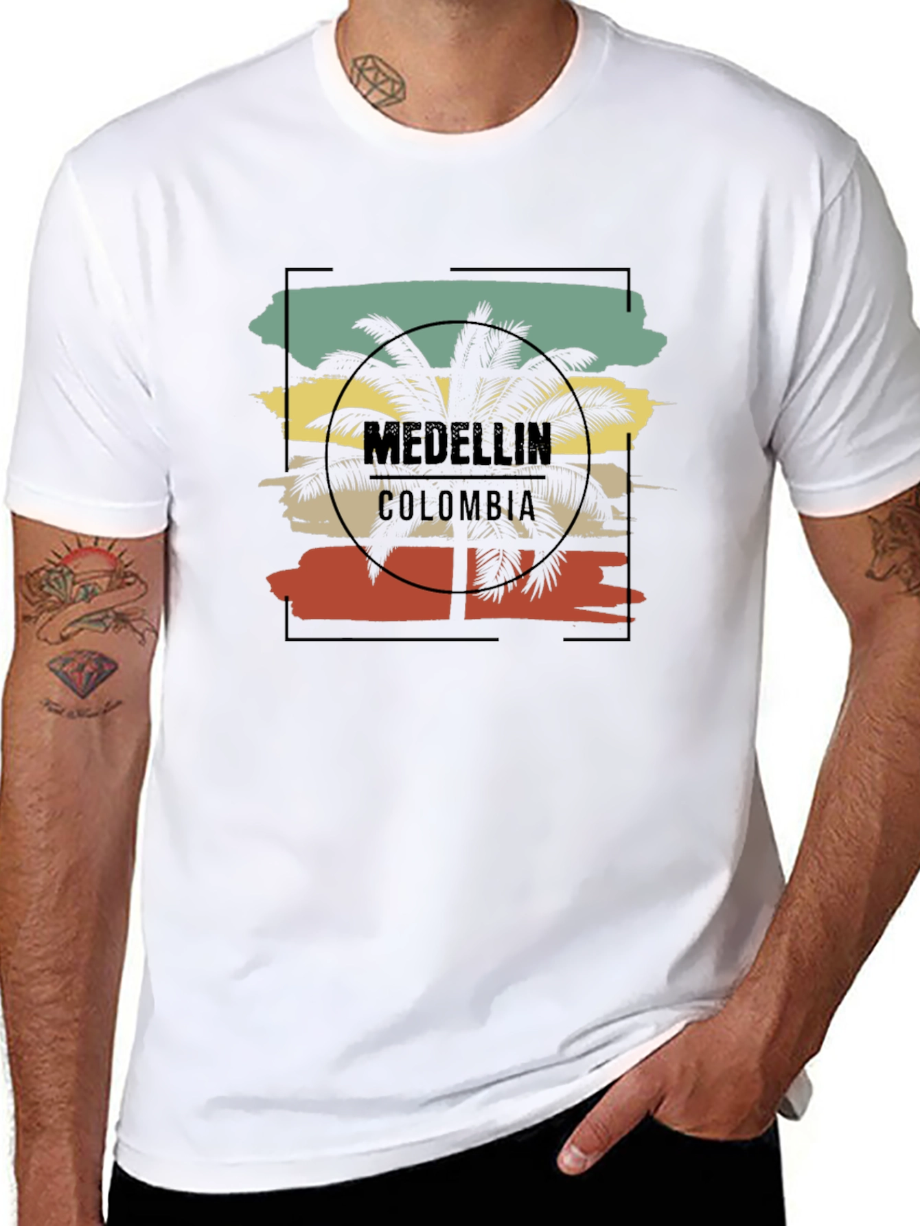 Medellin Colombia Palm Tree Graphic T-Shirt