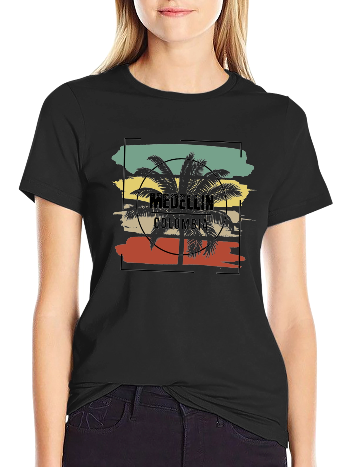 Medellin Colombia Palm Tree Graphic T-Shirt