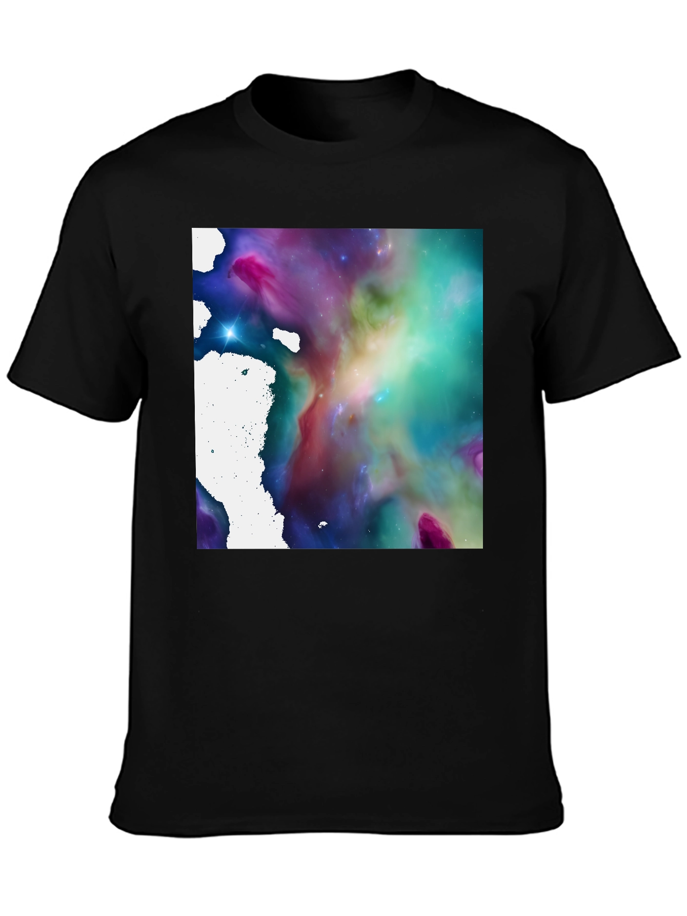 Nebula Print Black T-Shirt - Cosmic Style