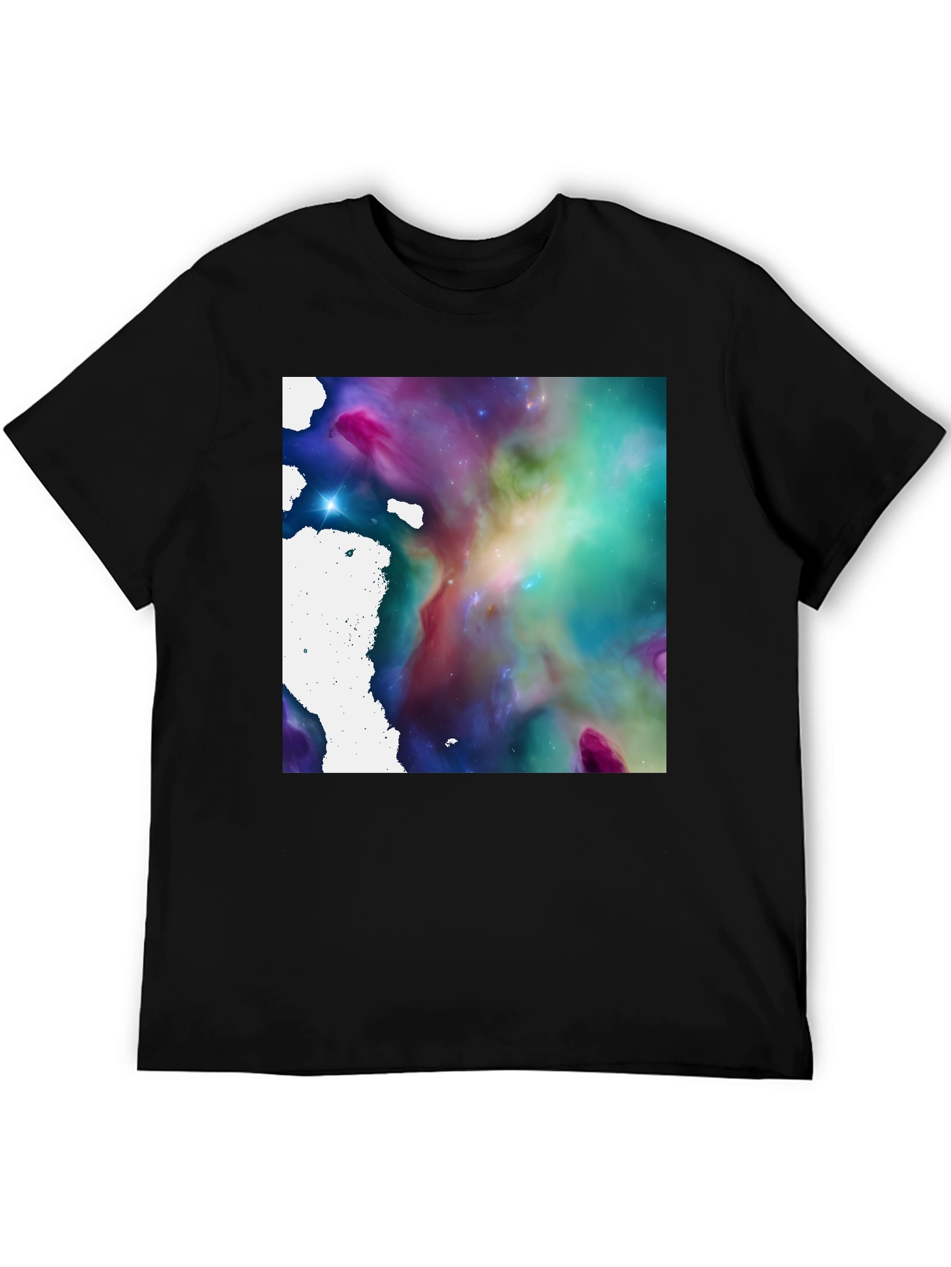 Nebula Print Black T-Shirt - Cosmic Style