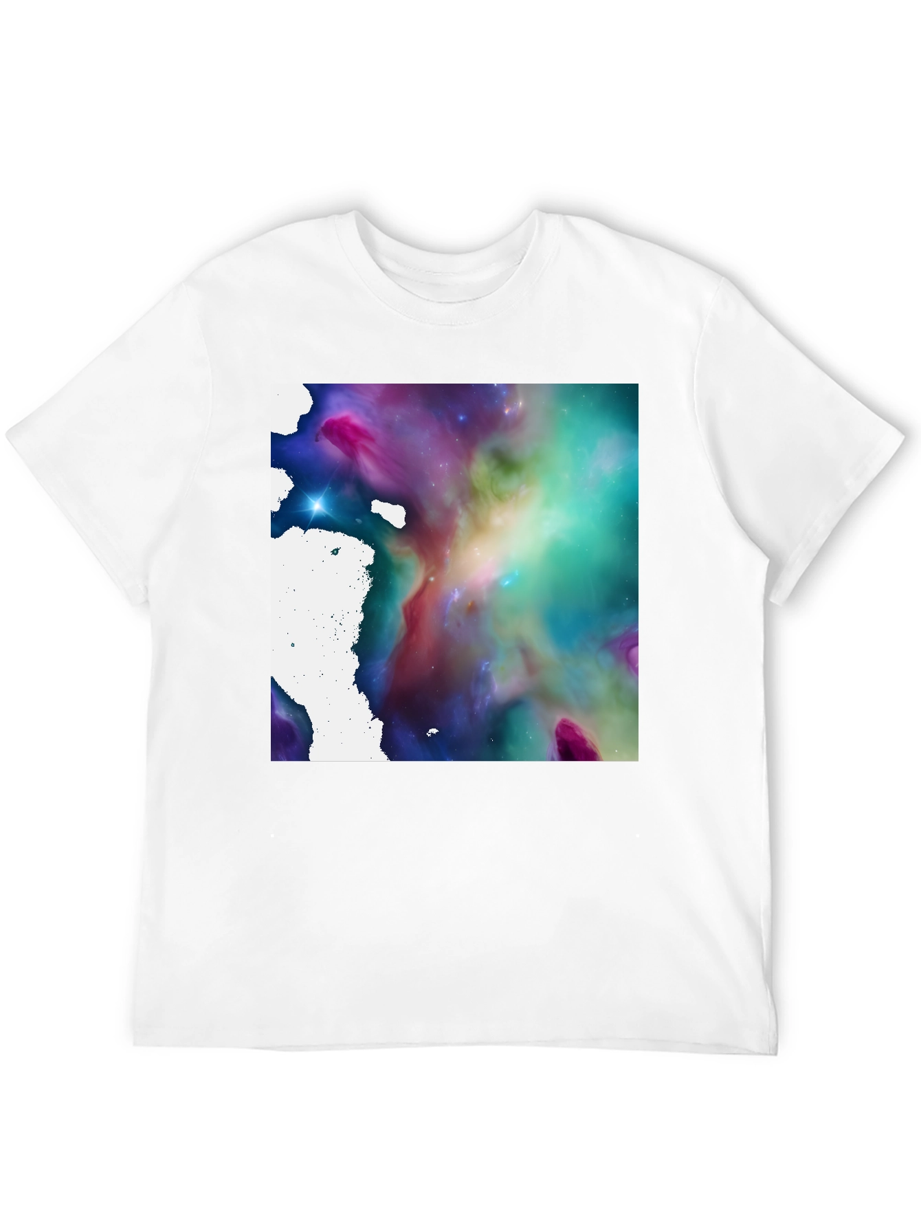 Nebula Print Black T-Shirt - Cosmic Style