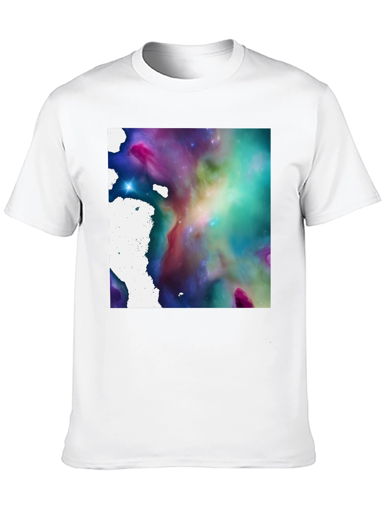 Nebula Print Black T-Shirt - Cosmic Style
