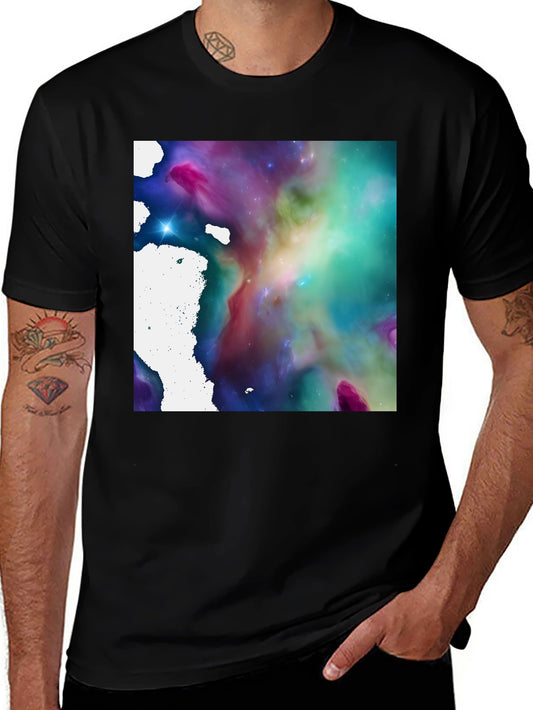 Nebula Print Black T-Shirt - Cosmic Style
