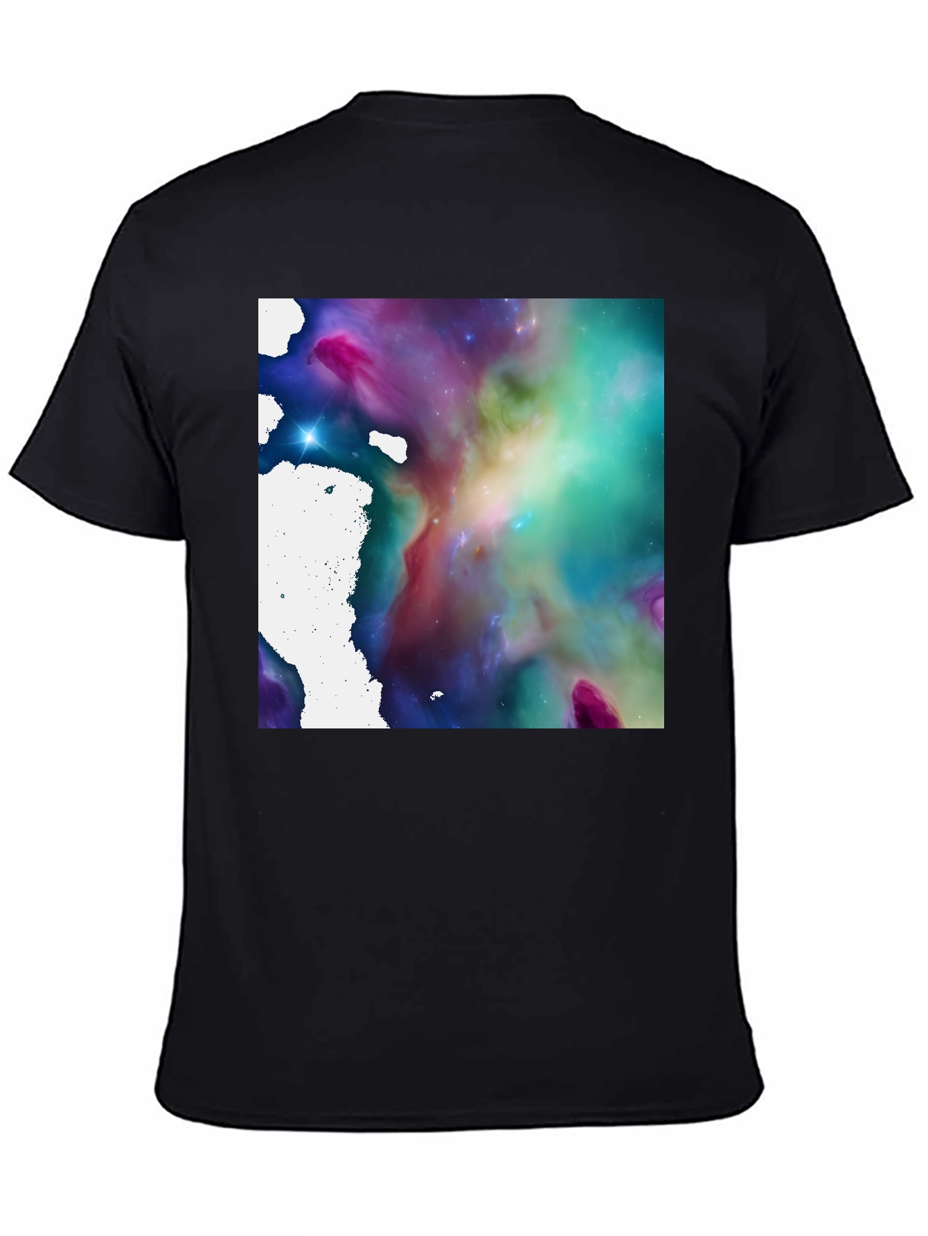 Nebula Print Black T-Shirt - Cosmic Style