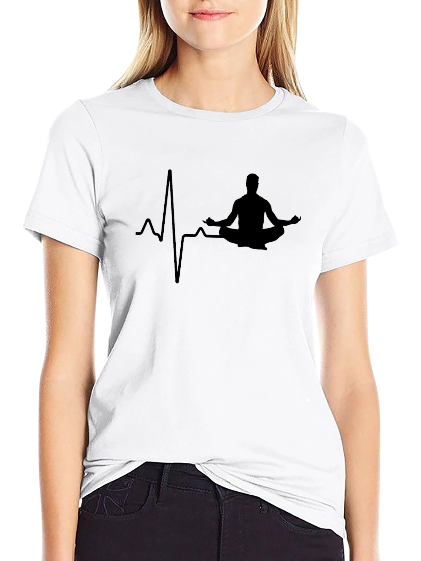 Mens Black Yoga Heartbeat T-Shirt