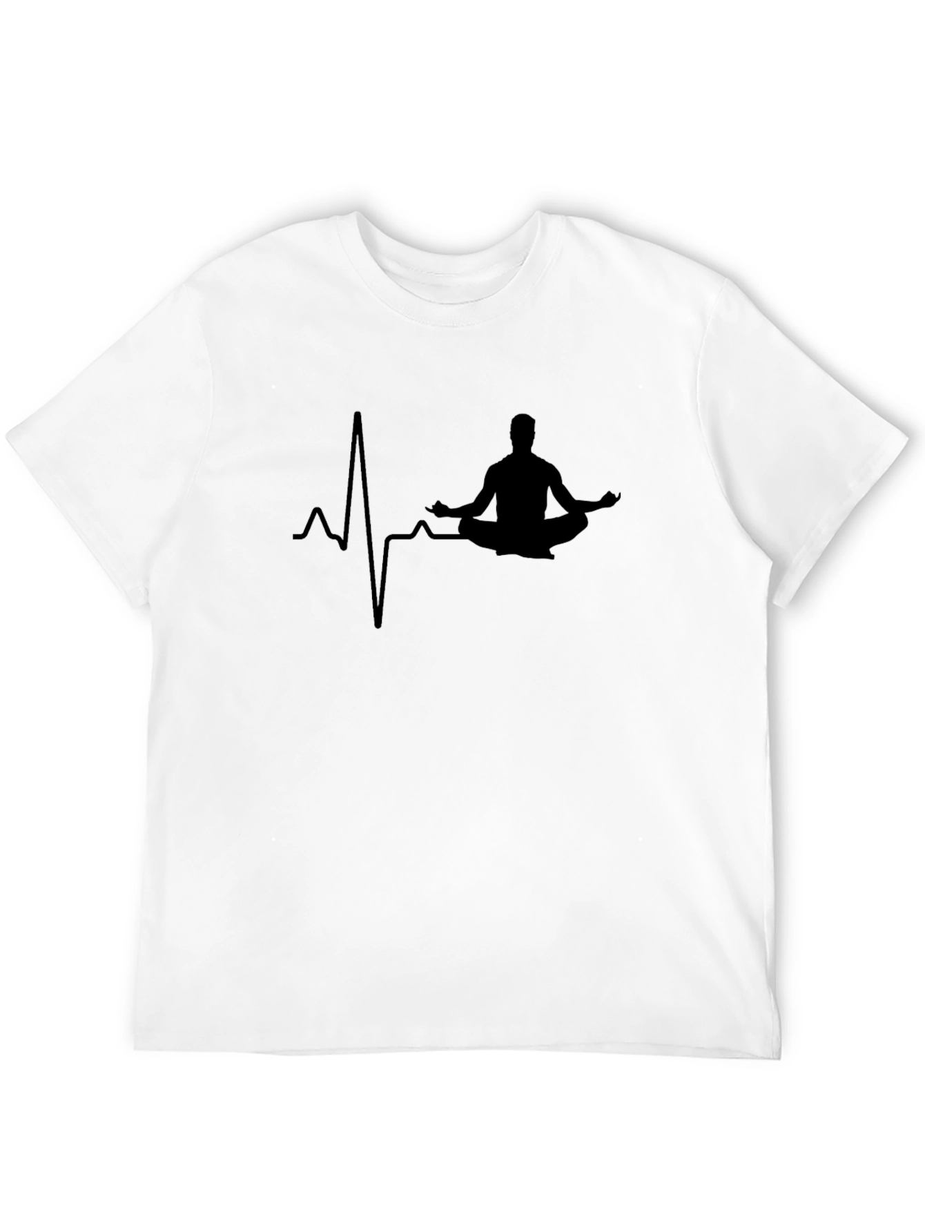 Mens Black Yoga Heartbeat T-Shirt