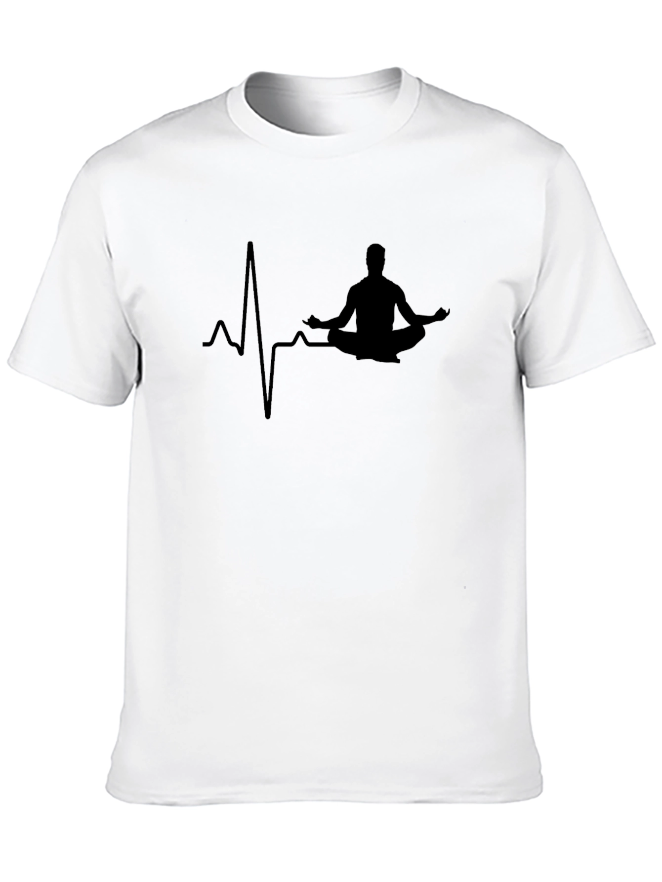 Mens Black Yoga Heartbeat T-Shirt