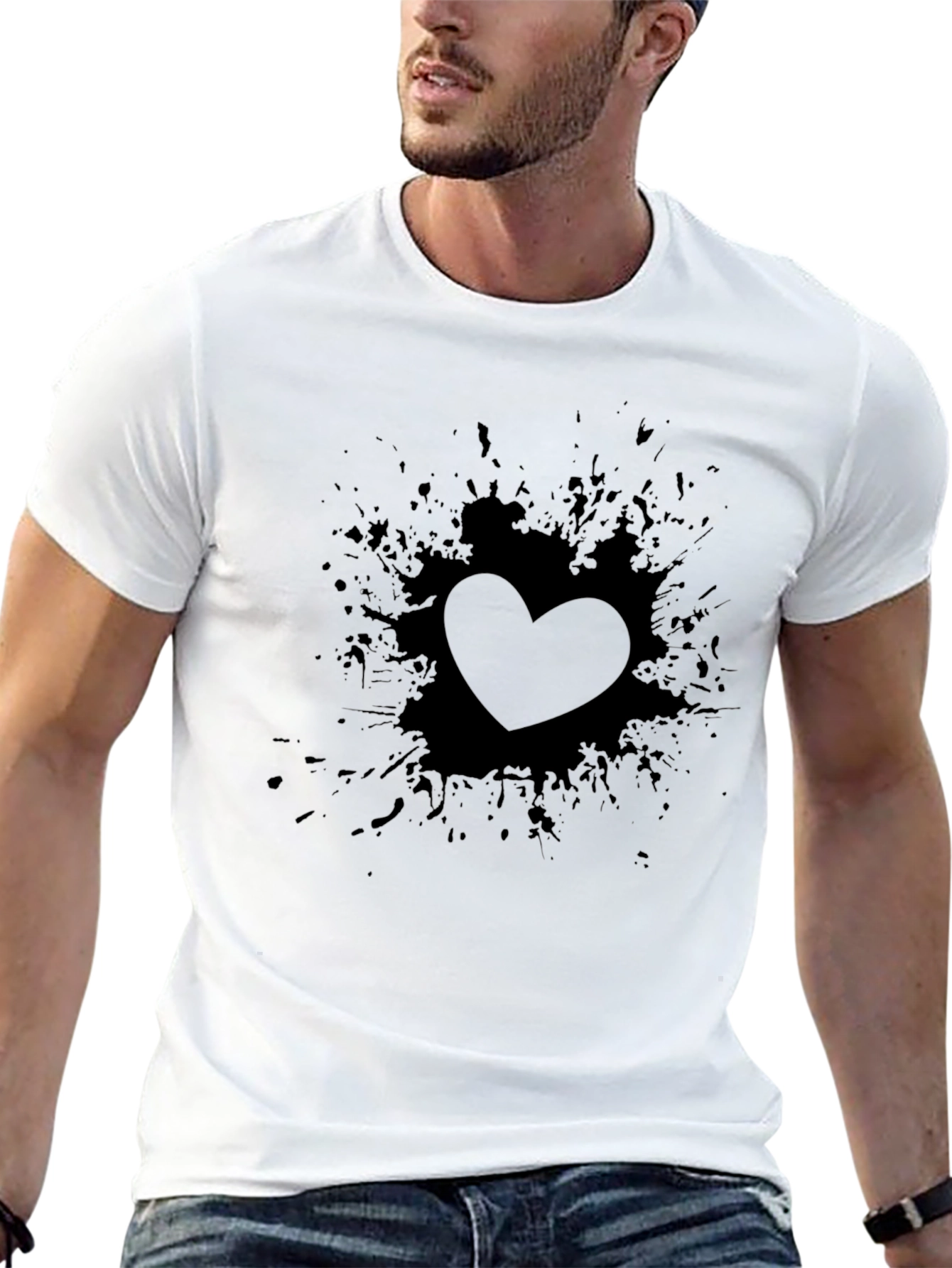 Heart Splash Graphic Black T-Shirt