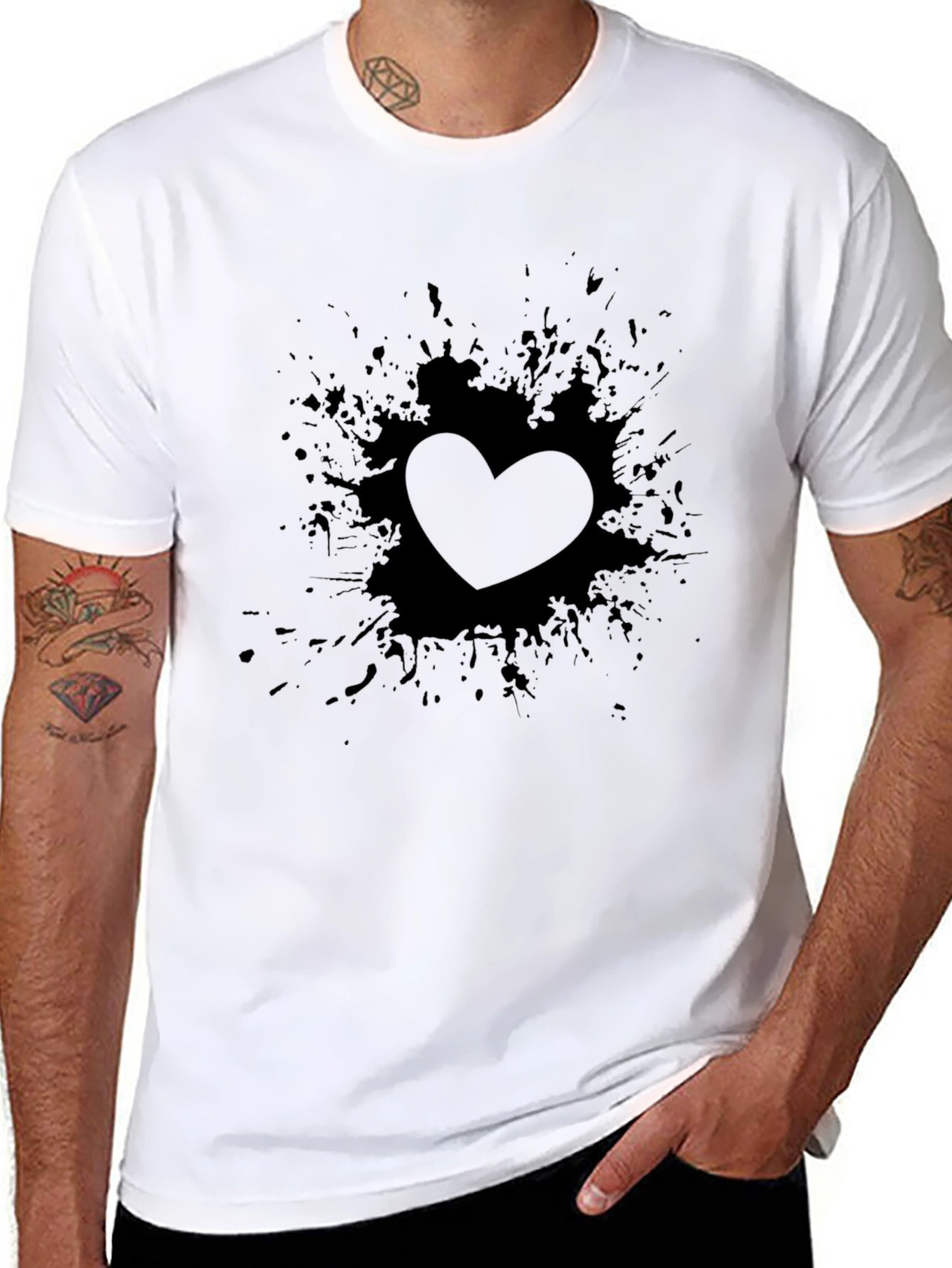 Heart Splash Graphic Black T-Shirt