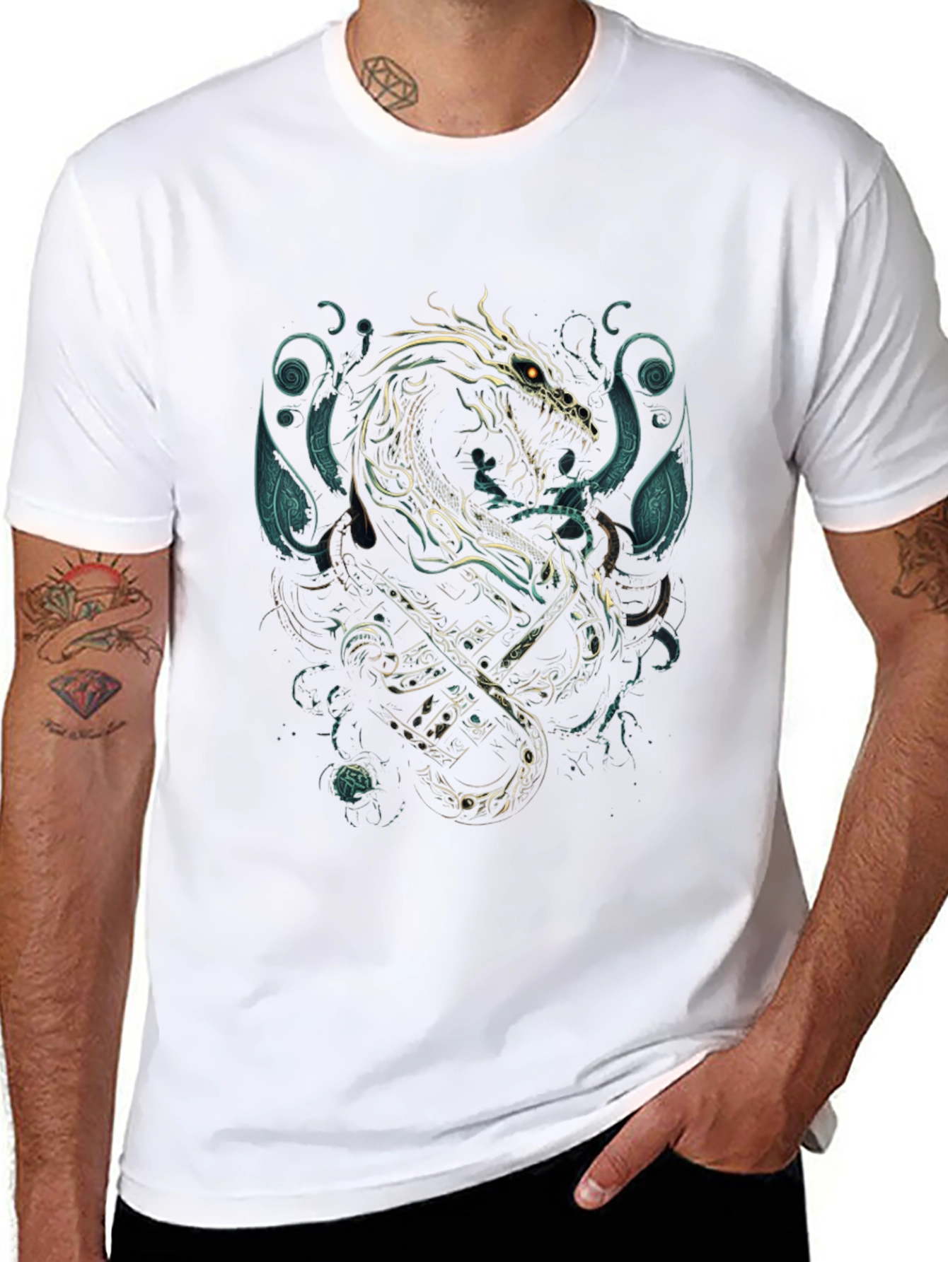 Dragon & Anchor Graphic Tee - Black