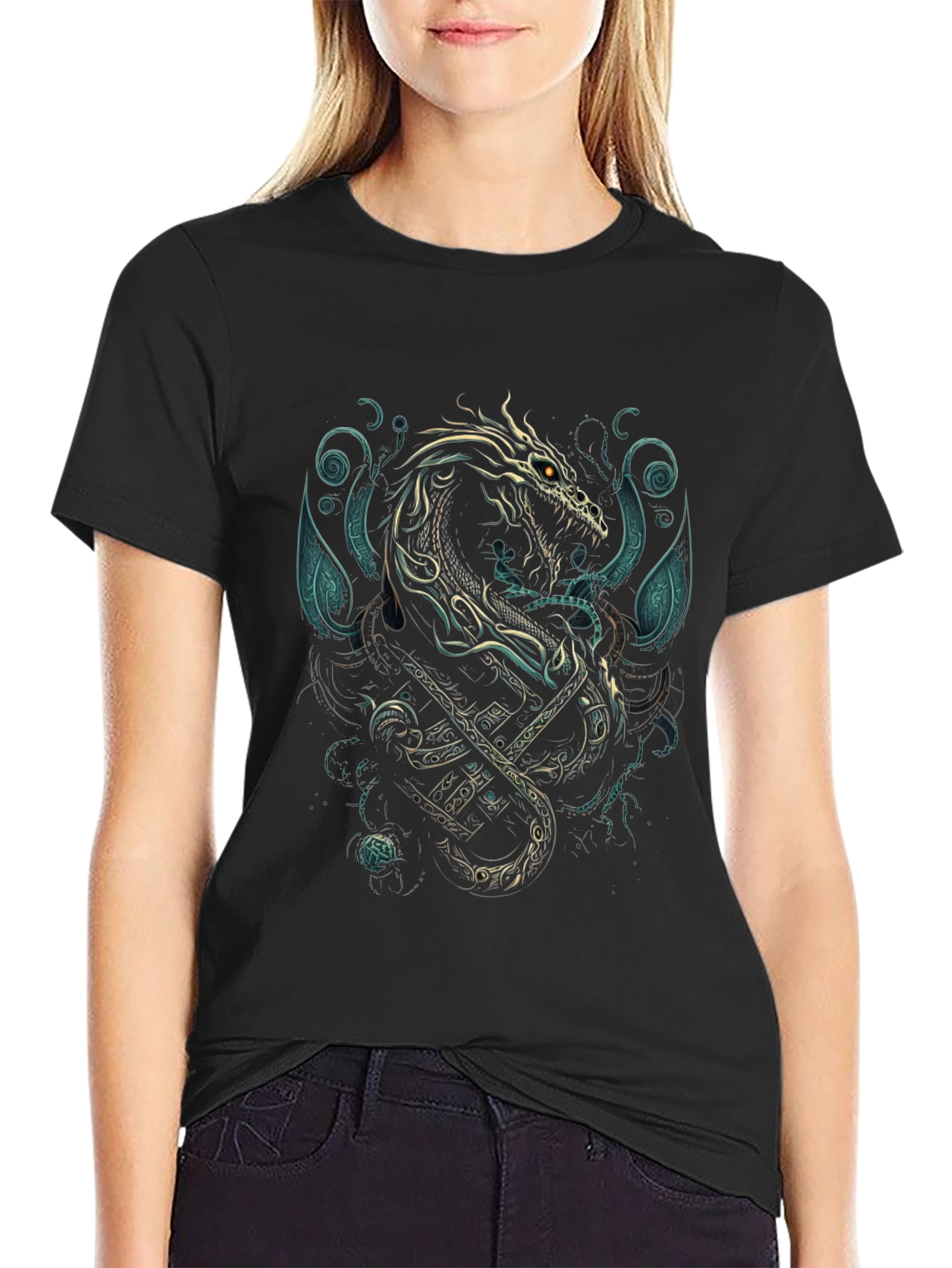Dragon & Anchor Graphic Tee - Black