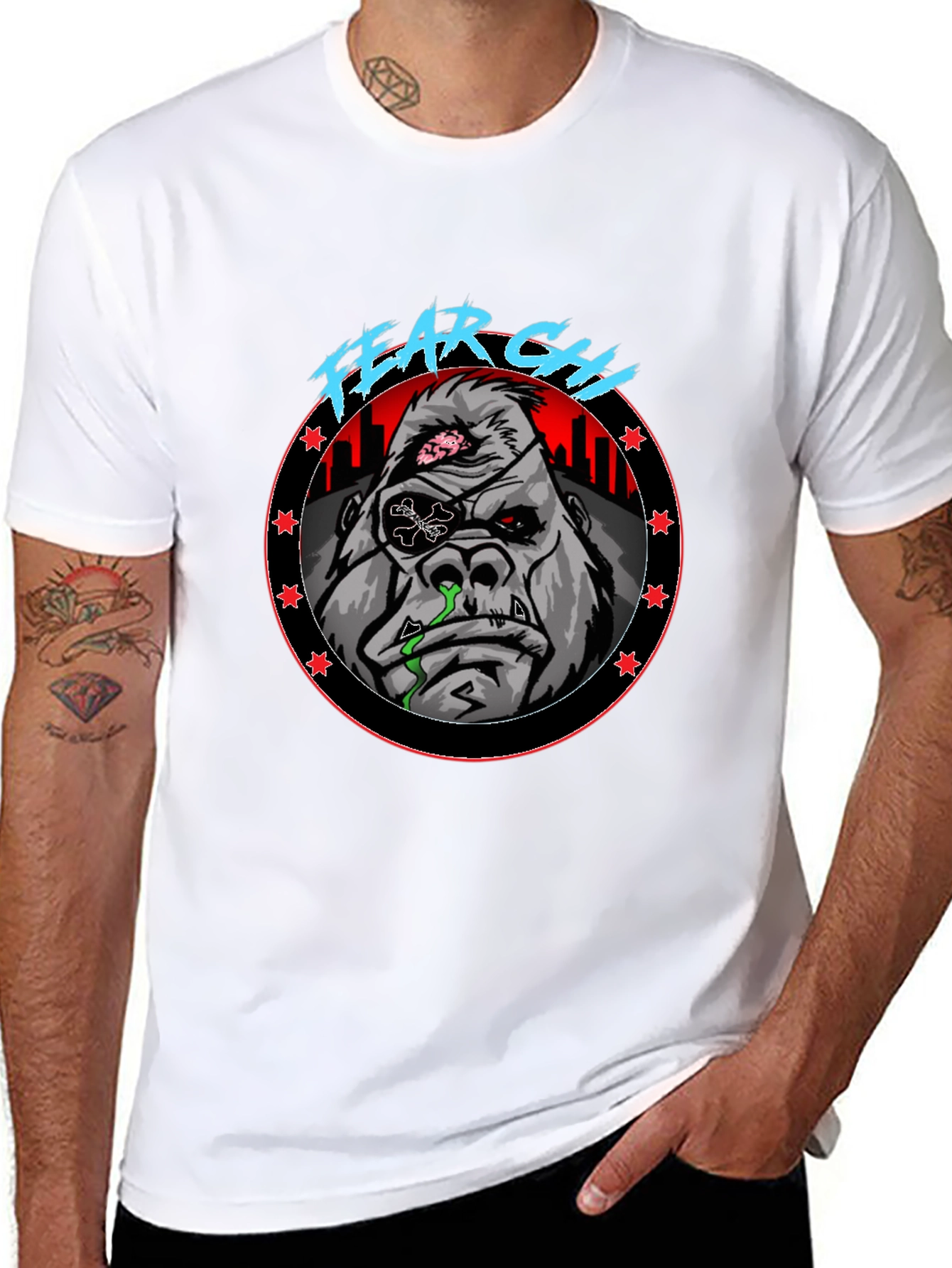 Fear Ghoul Gorilla Graphic Black T-Shirt