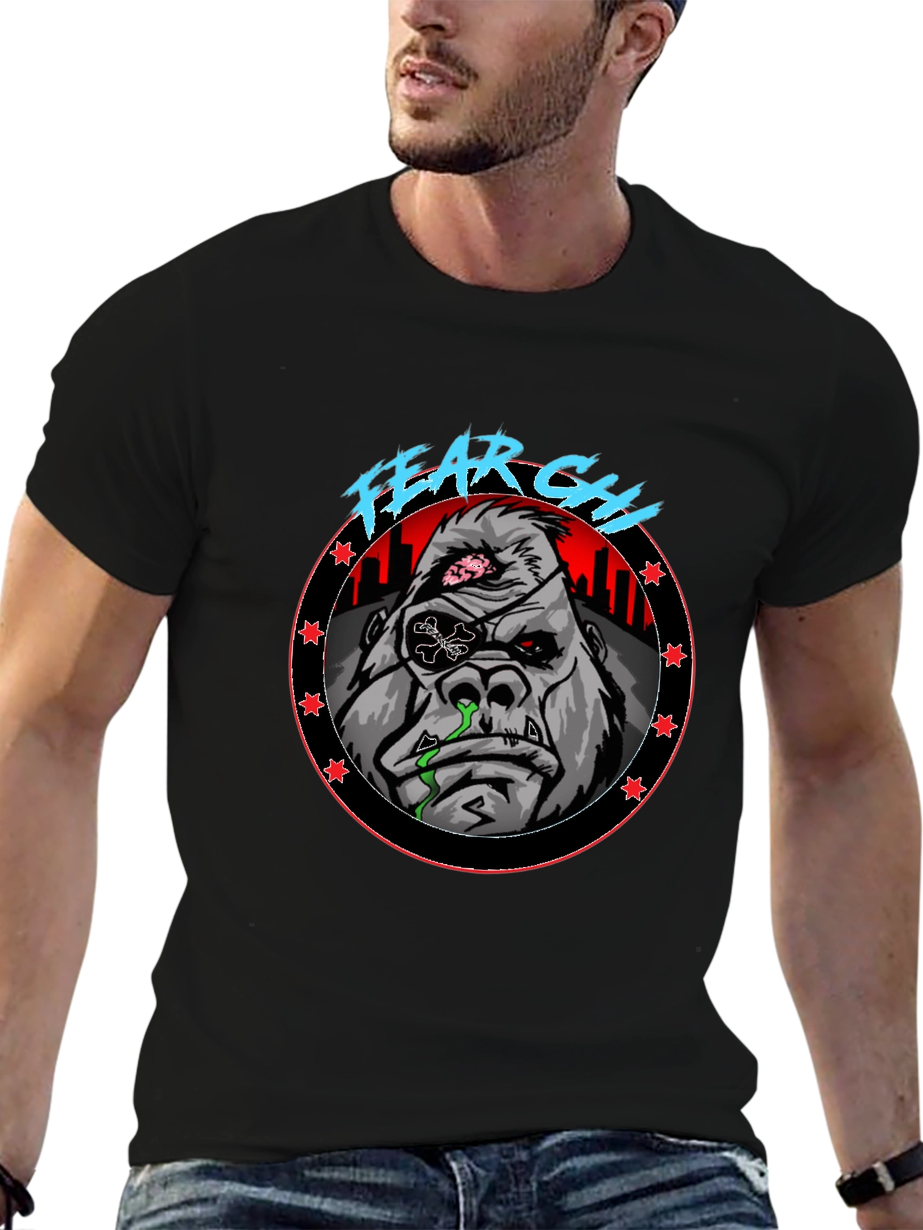 Fear Ghoul Gorilla Graphic Black T-Shirt