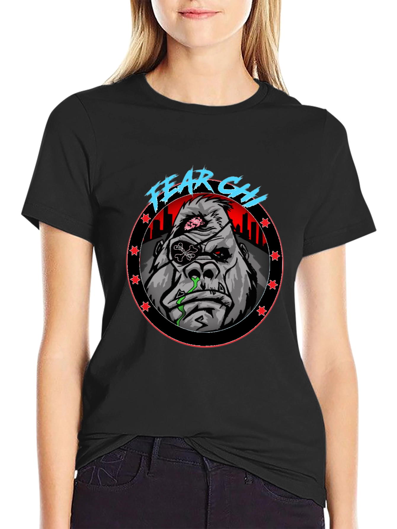 Fear Ghoul Gorilla Graphic Black T-Shirt