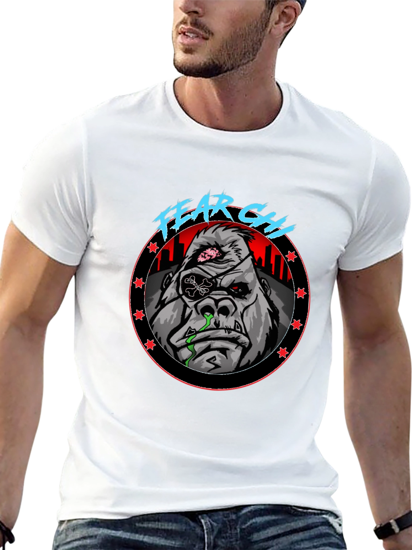 Fear Ghoul Gorilla Graphic Black T-Shirt