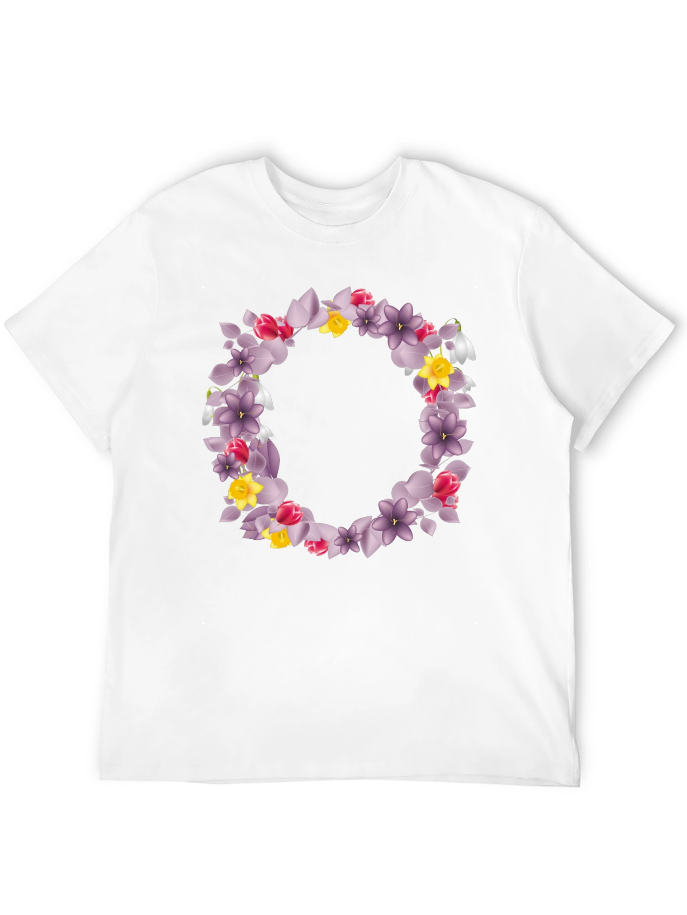 Floral Wreath Graphic Black T-Shirt