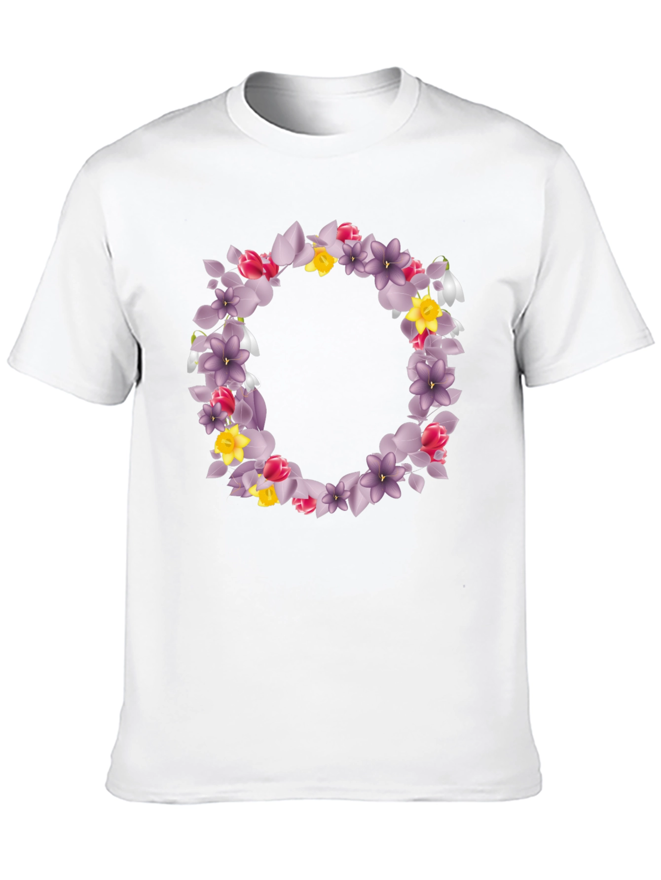 Floral Wreath Graphic Black T-Shirt