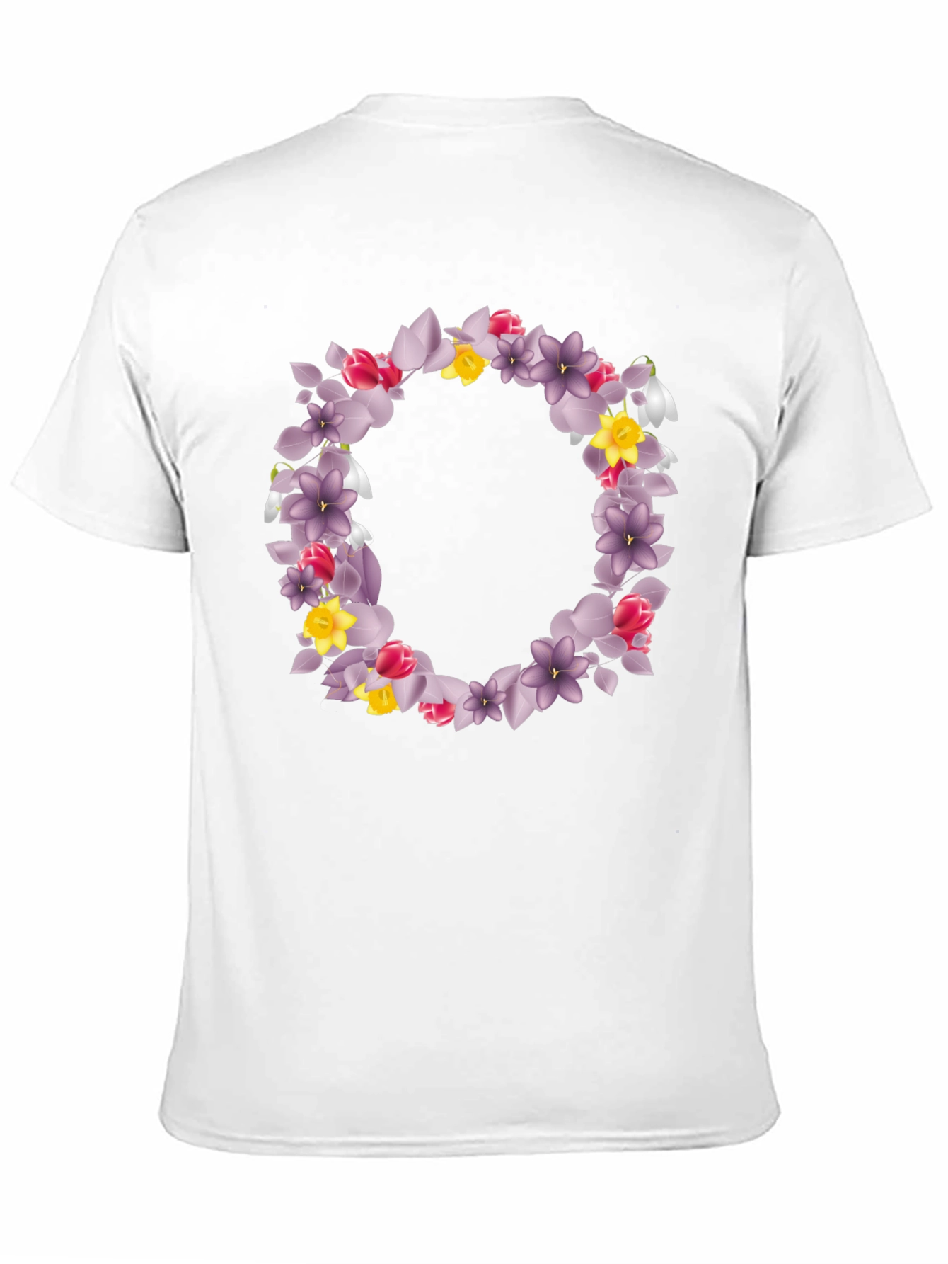 Floral Wreath Graphic Black T-Shirt