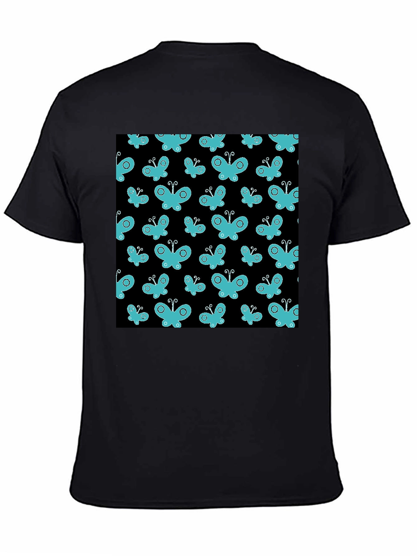 Butterfly Pattern T-Shirt - Black Cotton Tee